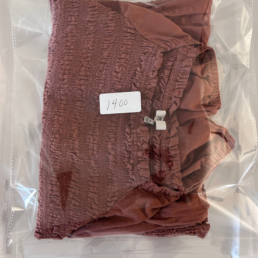 Madewell Lucie Smocked Top Womens XS Umber Terracotta Puff Sleeve Square Neck - Picture 9 of 9